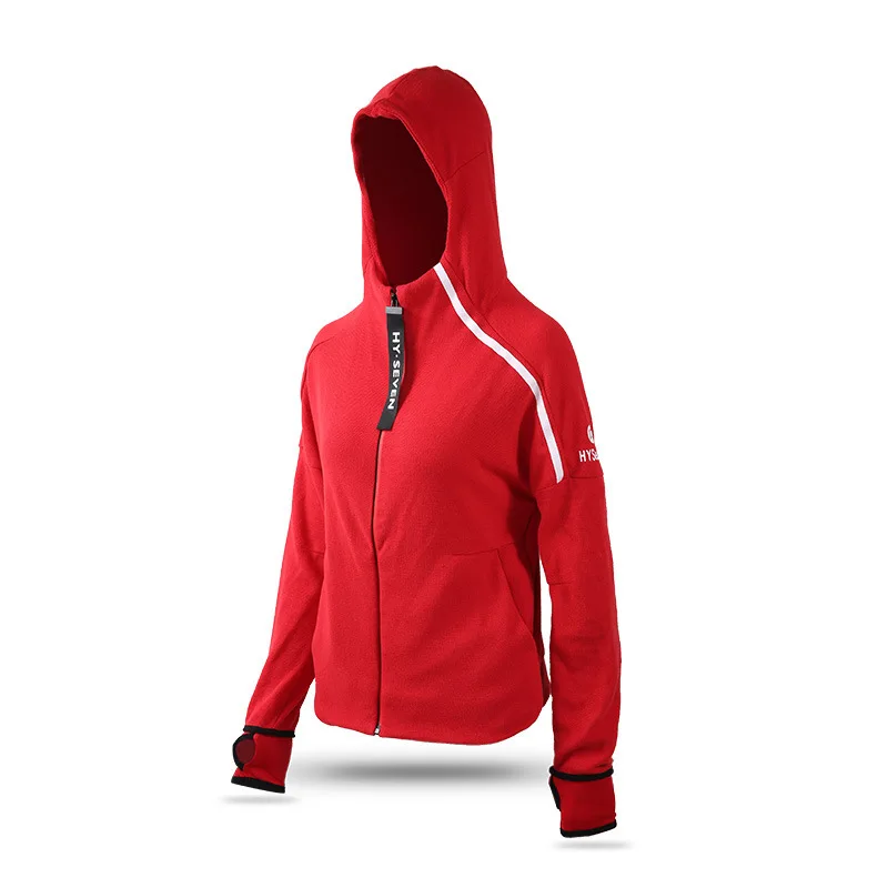 Hooded Running Jacket Workout Tops for Women Sport Top Long Sleeve with Thumb Holes Zipper Sport Coats Yoga Fitness Gym Jackets