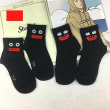 2 пары смешных носков Зима хип-хоп улыбка милый мультфильм женские носки Осень Теплый Комфорт счастье хлопок носки уличные Sokken черный