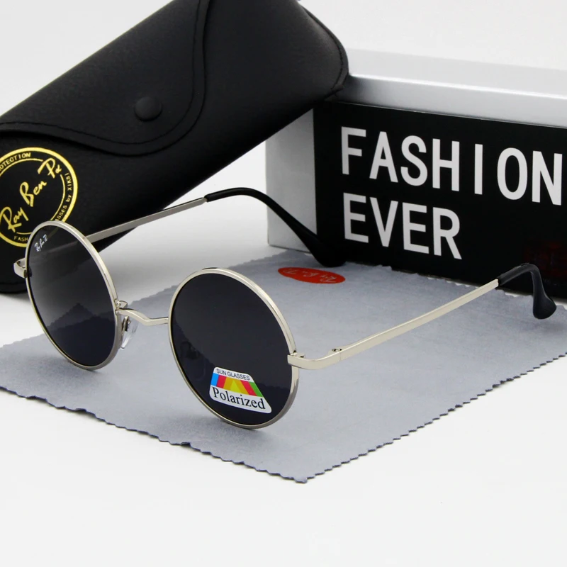 Round Sunglasses Fashion Oval Polarized Circular glasses Men Brand Designer Male Sun Glasses Black Frame UV400 Perform