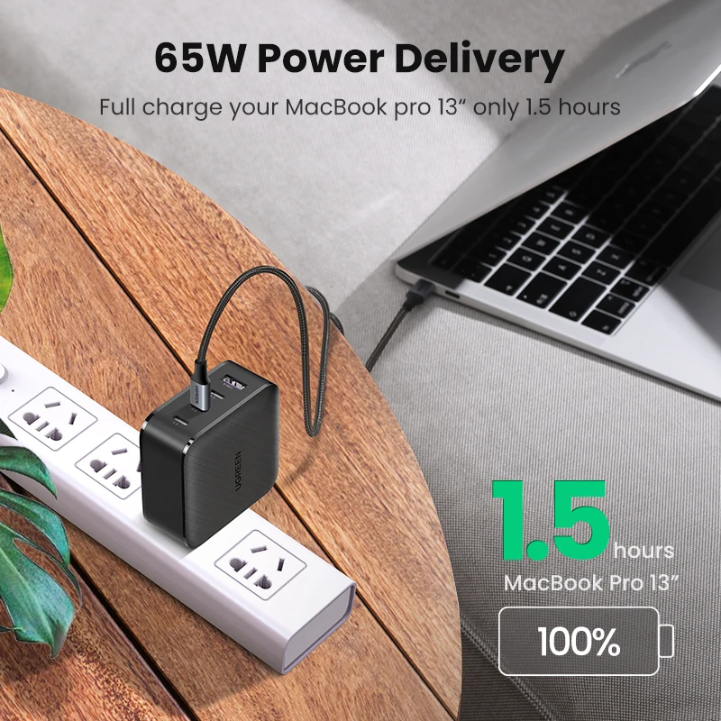 - Ugreen 65W GaN Charger 4 Port Quick Charge 40 30 Type C PD USB Charger QC 40 30 Wall Fast Charger For IPhone Xiaomi Laptop