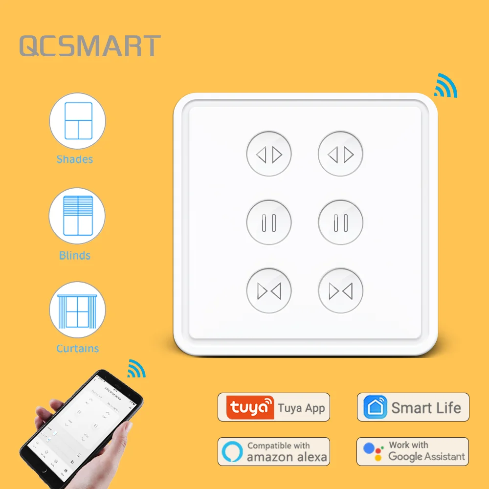 MOES Interruptor WiFi Persianas con RF433, Interruptor de Cortina Táctil  con Función de Percentage y Temporizador,Compatible con Alexa y Google  Home