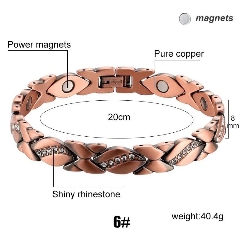 Vintage Copper Magnetic Bracelets For Women Pain Relief Pure Copper Adjustable Bio Energy Blood Pressure Accessory Bracelet