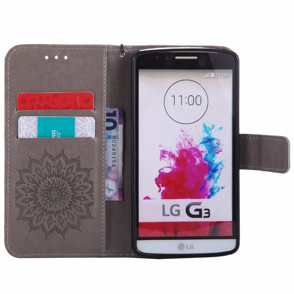Рельефный флип-чехол для coque LG G3 D830 D831 флип-чехол для fundas LG G3 D850 D855 чехол 5,5 дюймов+ держатели для карт