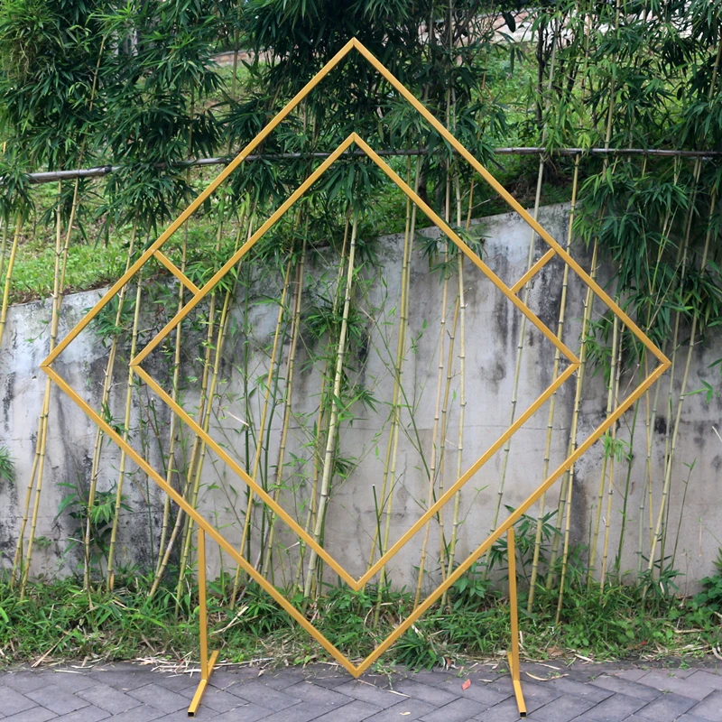 JAROWN Wedding Arch Rhombus Shelf Backdrop Frame Quadrilateral Geometry Flower Stand Shooting Props Wedding Arrangement Decor (4)