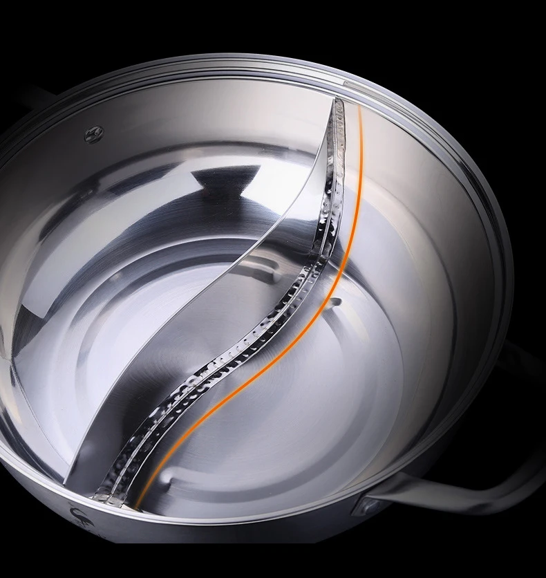 304不锈钢火锅锅具鸳鸯火锅带盖涮锅加厚家用清汤锅商用电磁炉盆_B7_18