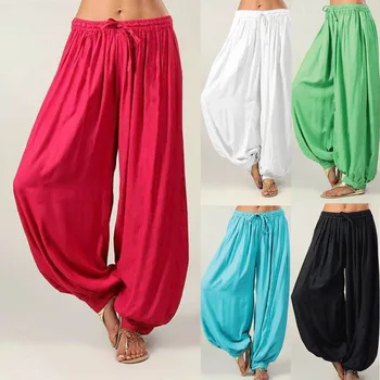 

Plus Size Women Harem Long Pants Hippie Wide Leg Dance Boho Loose Palazzo Trousers Indian Style Dancing Pants Loose Pants