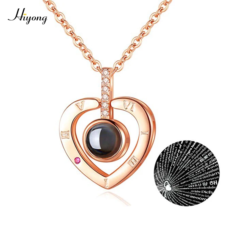 I Love You Necklace 100 Languages Heart Love Necklace Love Memory  Projection Pendant Necklace For Women Gifts For Mother's Day - Necklace -  AliExpress