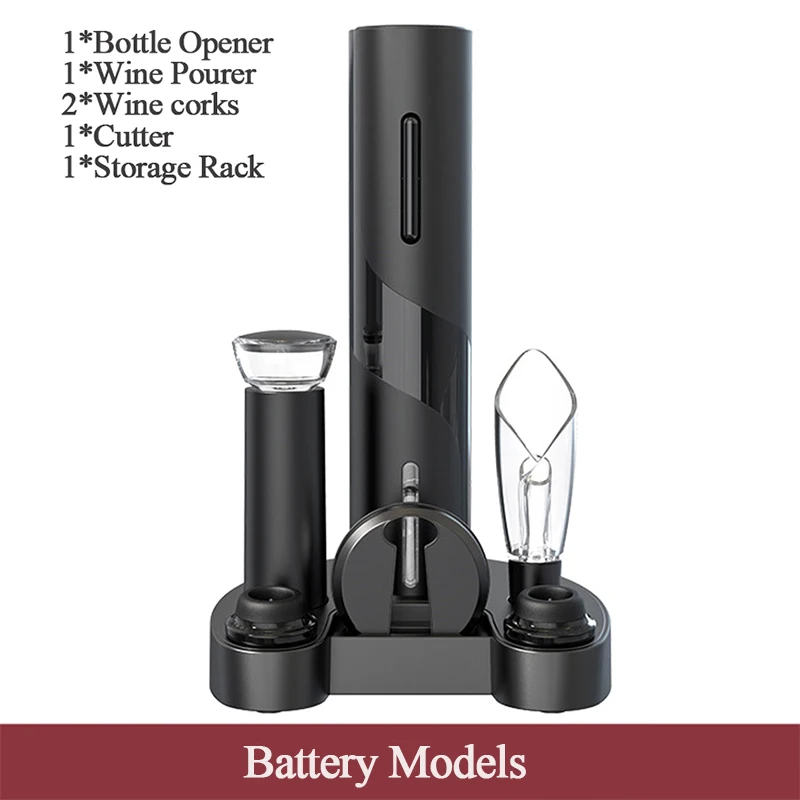 Electric Wine Opener 6-in-1 Sparkling Openers with Base Automatic Corkscrew Suit for Home Use Jar Opener Kitchen Accessories 