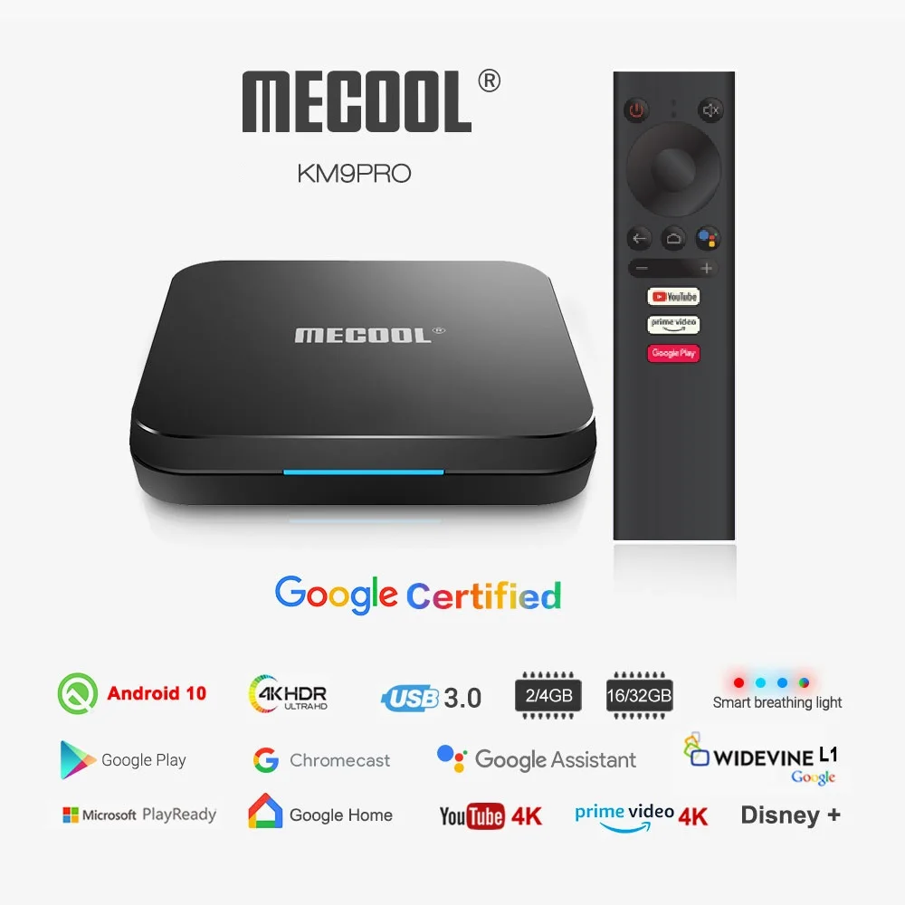 Caixa de tv Google Certificou Androidtv Mecool Km3 Atv 4gb 64 Km9 Pro Android 10 9.0 Amlogic S905x2 4k Wifi Duplo Bt4.0 10.0 - Image 3
