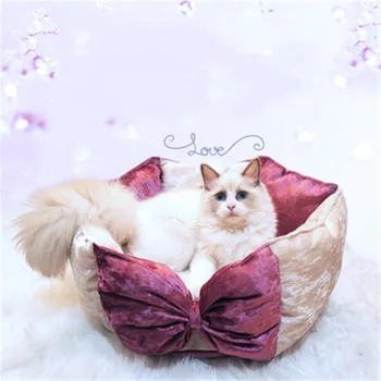 

INS Style four seasons universal dog bed bowknot pet princess bed cute cat litter kennel round nest dog accessories mascotas