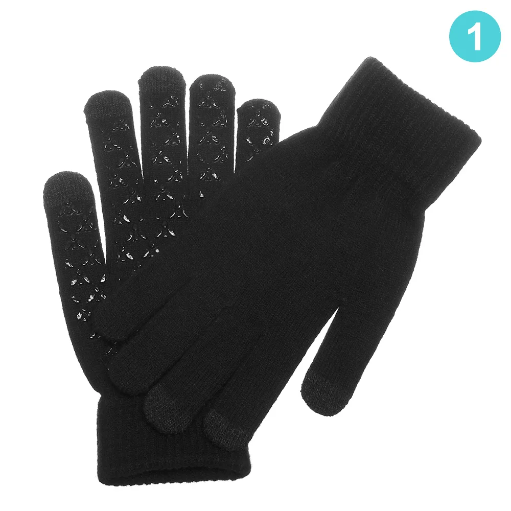 Knitted Thickened Stretchy Mittens Gloves Winter Warm Touch Screen Gloves Thermal Casual Covered Finger Halter Glove Accessories - Цвет: Белый