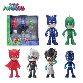 

Original 6Pcs/set Box PJ Masks Action Figure Toy Dolls Superhero Catboy Owlette Gekko Night Ninja Romeo Luna Girl Model Kid Gift