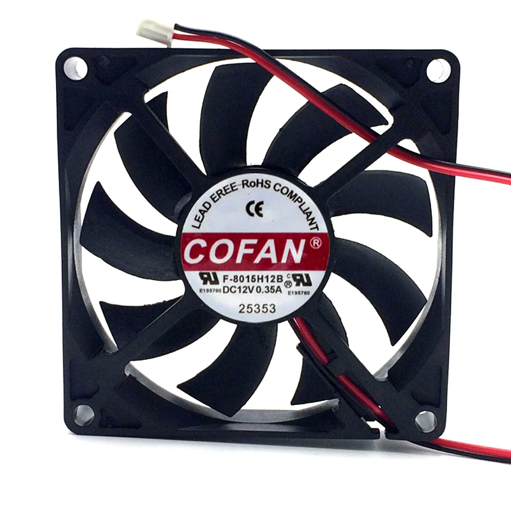 

For COFAN F-8015H12B DC 12V 0.35A 8cm 80x80x15mm 2-Lines Server Cooling Fan
