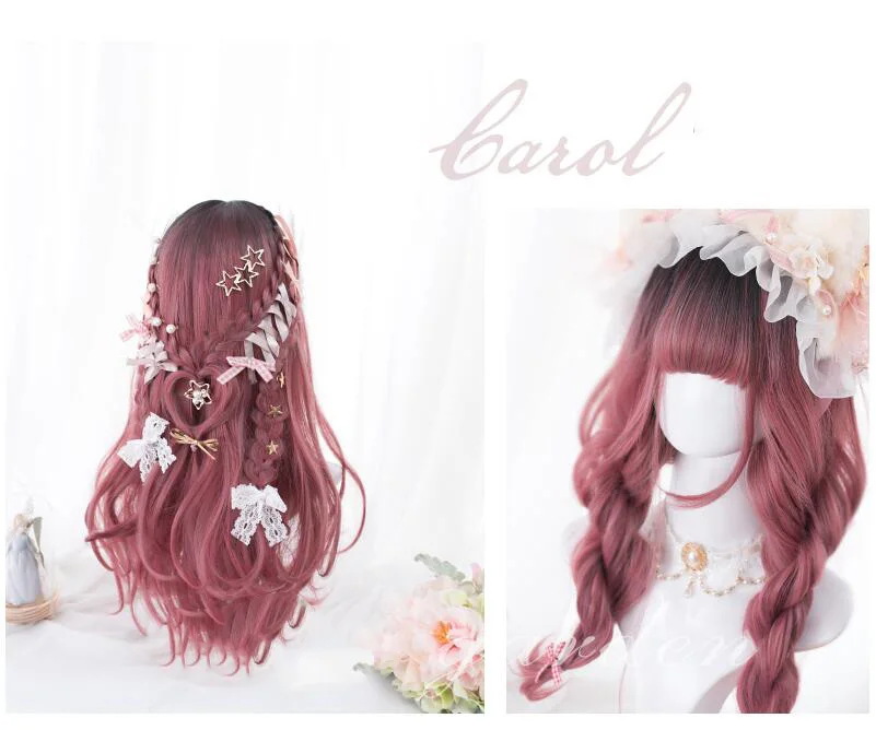Carol Лолита японские длинные вьющиеся волосы принцесса сладкий японский Лолита парик Лолита косплей парик Красный Лолита парик