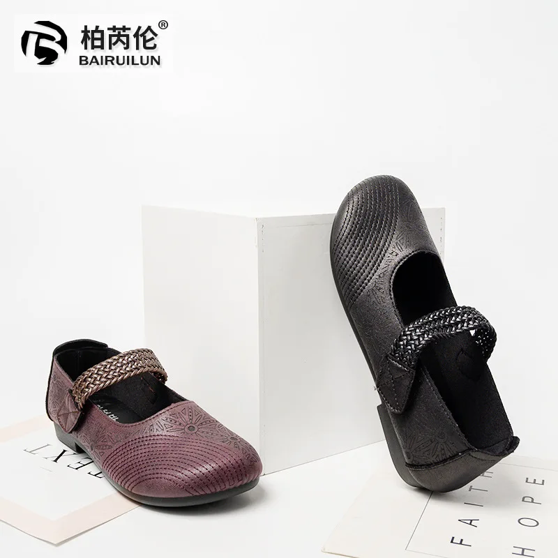 

2020 Spring New Style Hot Selling Soft-Sole Mom Shoes fang pi bu WOMEN'S Shoes Grandma Shoes round Shallow Mouth Shoes Women's