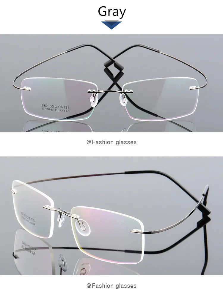 Новые розничные 4 цвета легкие ультралегкие очки без оправы памяти титановые очки рецептурные оптические оправы