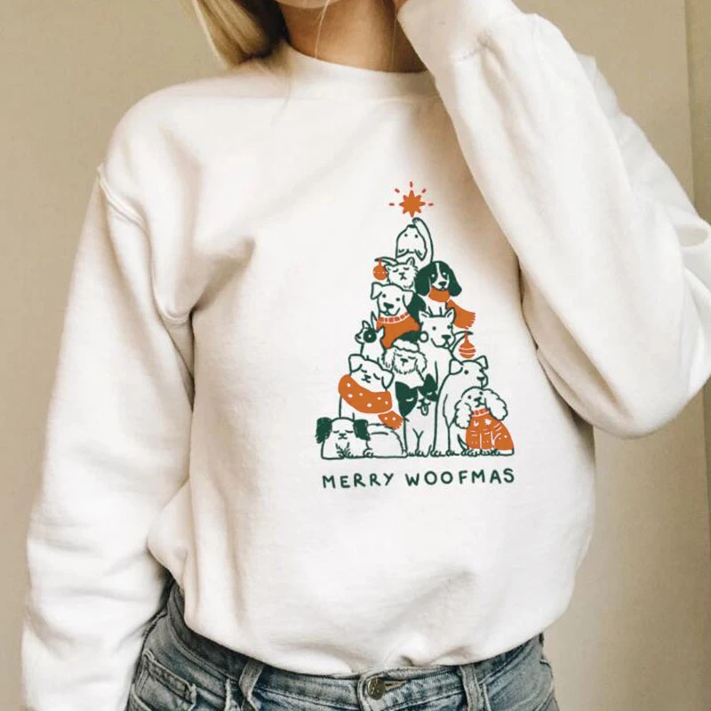 Merry Woofmas/Женская толстовка модная Рождественская праздничная одежда Осенняя