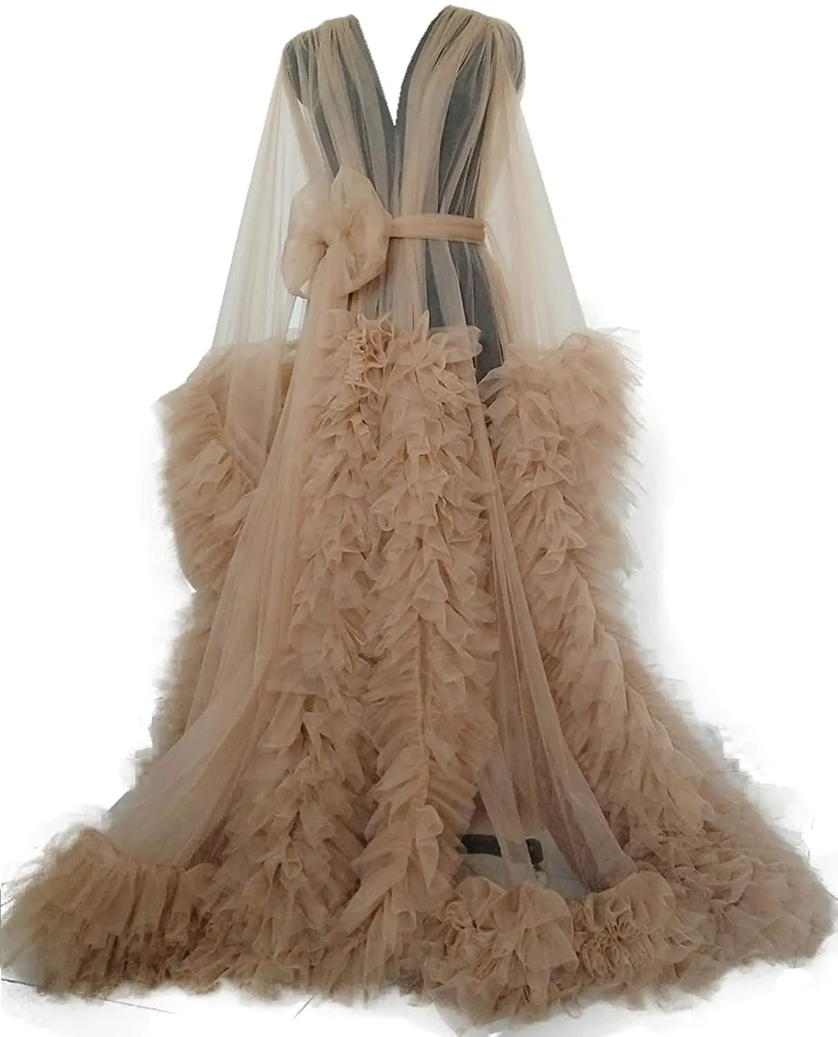 See-Through Puffy Evening Dress Bride Photo Robes Maternity Tulle Robe for Photoshoot Perspective Sheer Long Babyshower Gowns