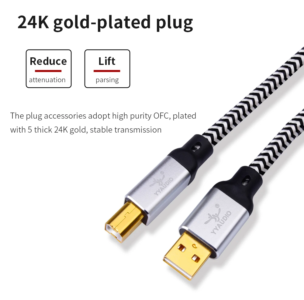 yyaudio occ prata banhado cabo de áudio usb dados cabo usb dac cabo de alta fidelidade usb cabo usb