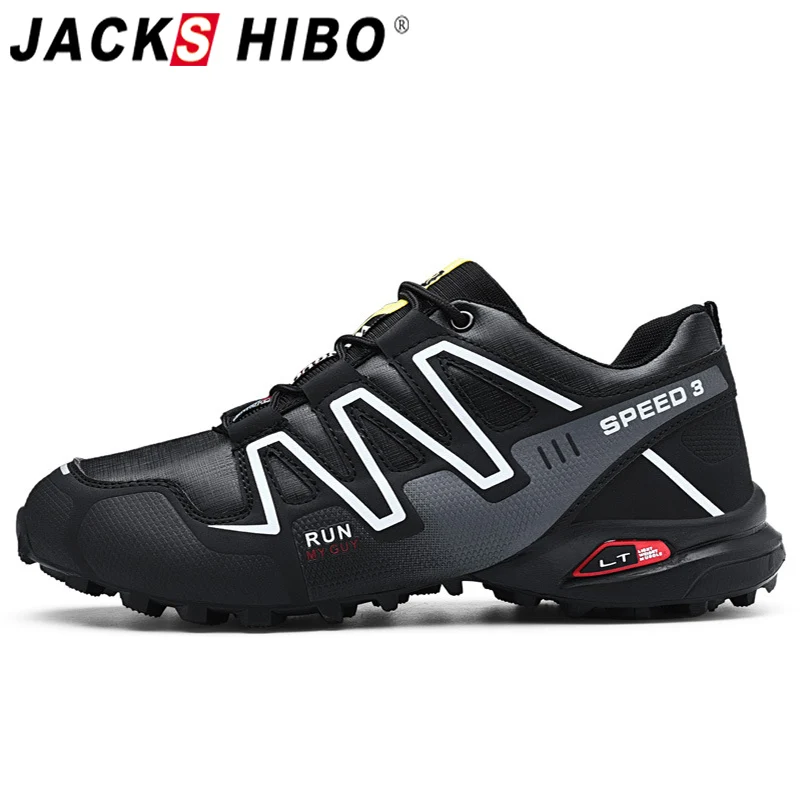 Jackshibo Men Breathable hiking shoes Outdoor Mountaineer Climbing Sneakers Non-slip Camping shoes for Men Tactical Shoes Men