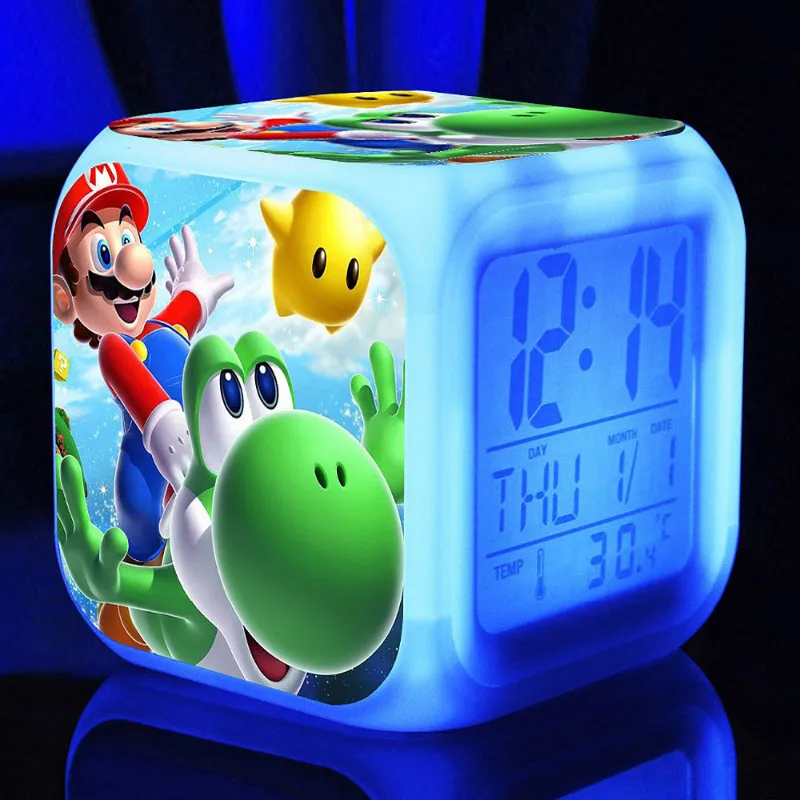Новый Марио детский будильник игрушки мультфильм цифровые часы Wake Up светильник