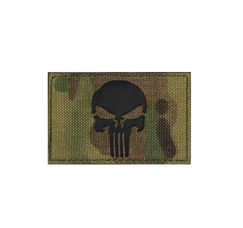 Punisher 8 x 5 cm Мультикам Флаг патч США Франция Испания Америка Канада Мексика AU NL Юнион Джек ИК инфракрасный военный боевой дух Светоотражающие нашивки значки - Color: Punisher 8 x 5 cm