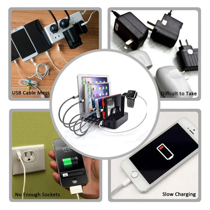 Док-станция для зарядки с USB 6 портами USB зарядное устройство Органайзер несколько мобильных планшетов зарядная подставка для iPhone iPad GV99
