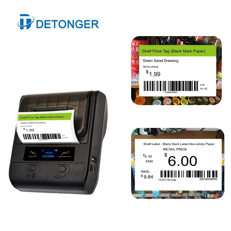 DETONGER-DP30S 감열식 라벨 프린터 플러스, 10 롤, 백서, 다기능 접착식 핸드 스티커 메이커, 가격표