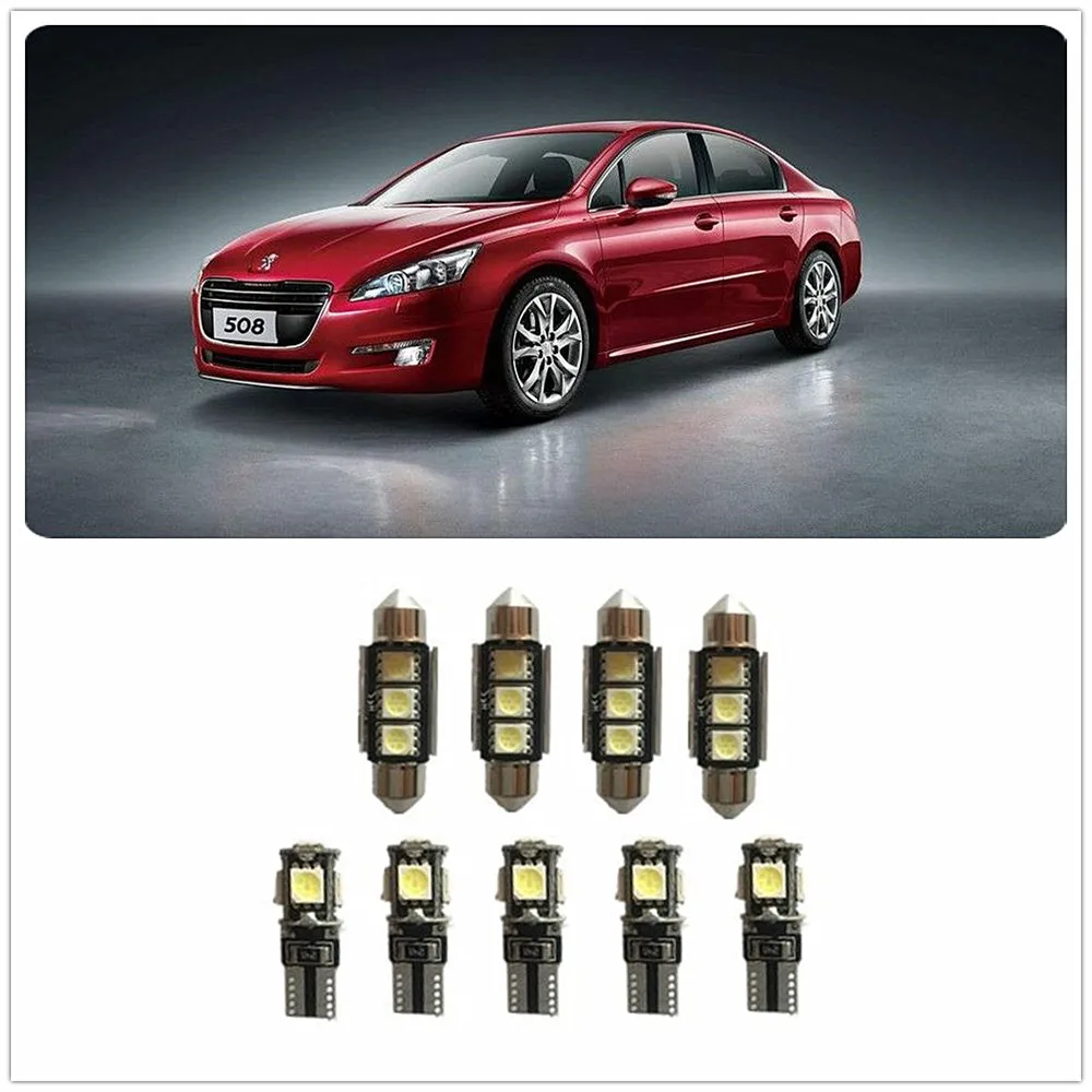 9PCS White LED Interior Package kit For Peugeot 301 306 307 308 4007 405 406 407 1990-2019 | Автомобили и мотоциклы