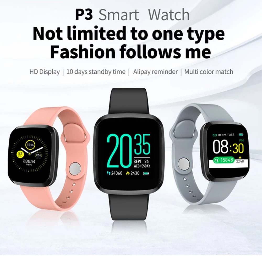 

P3 Smart watch IP67 waterproof smartwatch heart rate monitor multiple sport model fitness tracker man women wearable smart clock