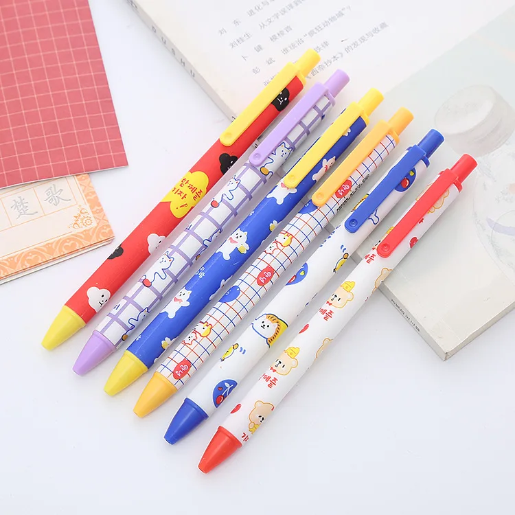 

48 pcs/lot Cartoon Animal Market Press Gel Pen Cute 0.5mm Black Ink Neutral Pens Promotional Gift Stationery School Supplies