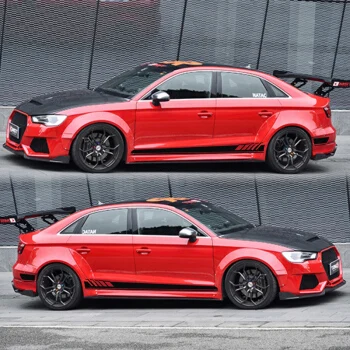 Наклейка на заказ, автомобильная наклейка для Audi A1, A3, A4, A5, A6, RS3, RS4, RS5, Mark, Levinson, с обеих сторон, для тела, Спортивная, Авто Наклейка s - Название цвета: Black sticker