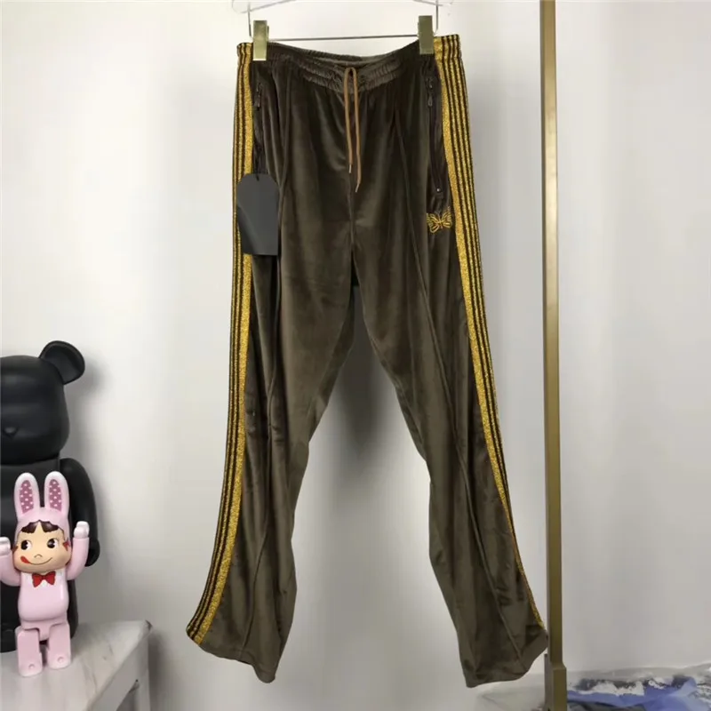 AWGE Needles спортивные штаны для мужчин и женщин 1:1 высокого качества с вышивкой бабочки полосатые бегуны бархатные иглы AWGE спортивные штаны - Цвет: 4
