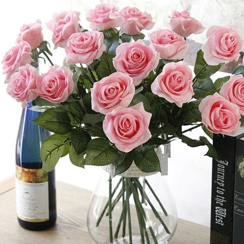 

1 PCS Moisturizing Touch Artificial Flowers Handmade Rose Bride Bouquet for Wedding Party Home Decoration Fake Flower Garlands