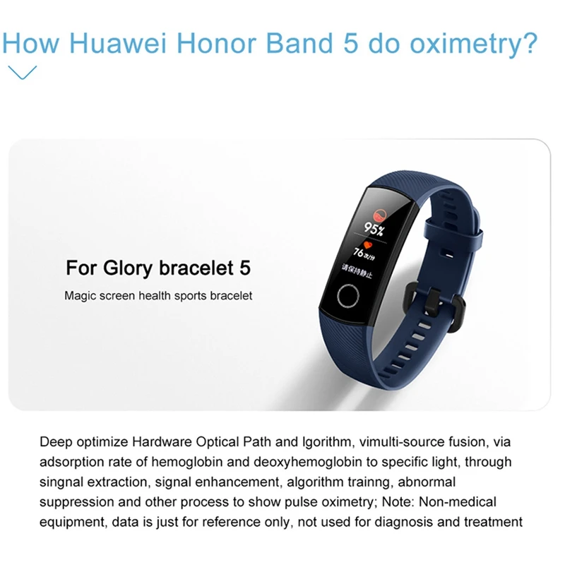 huawei Honor Band 5 Смарт-браслет Цвет Экран Фитнес браслет за частоту сердечных сокращений мониторинг кислорода в крови Стандартный Editio