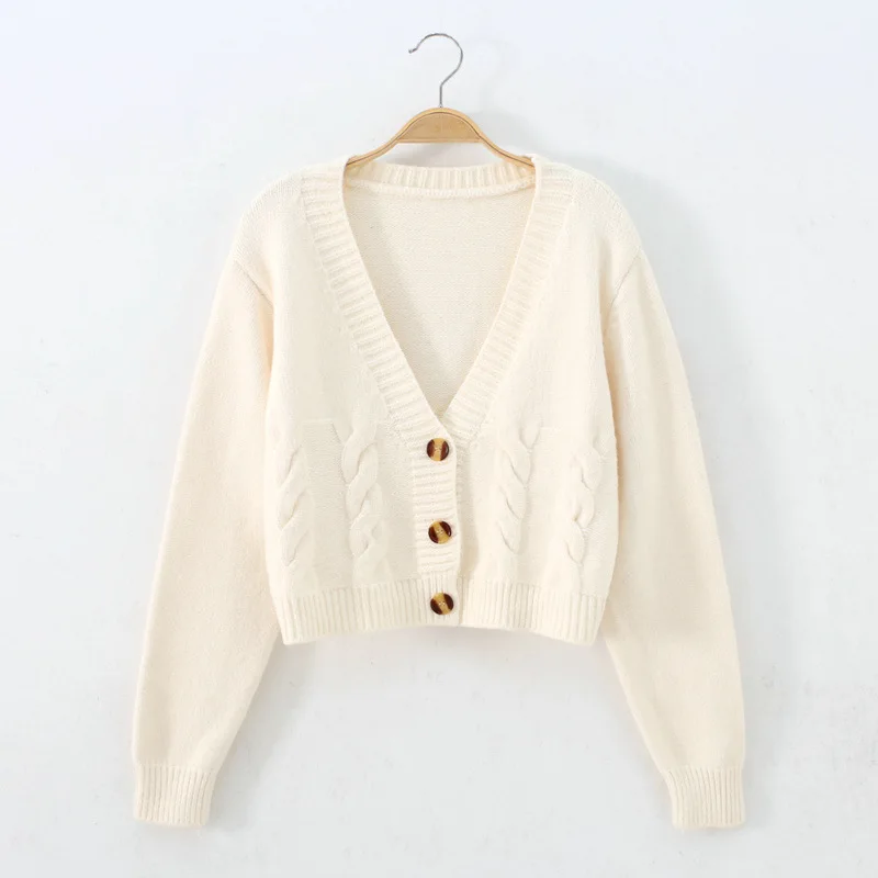 Short style high-waisted slim plastic sweater women 2023 spring new single-breasted knitted cardigan twist small jacket 3