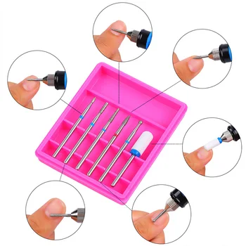 

6 Pcs/box Ceramic Diamond Nail Drill Set Milling Cutter for Manicure Rotary Burr Clean Bits Electric Machine Art Accessory