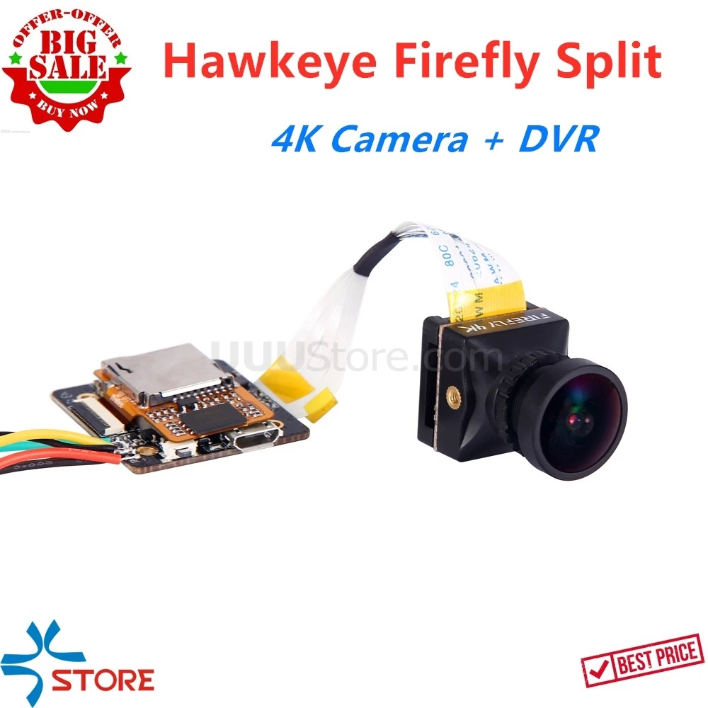 Hawkeye Firefly Split 4K 160 Degree FOV Camera with HD Recording Mini DVR WDR Single Board Built-in Mic Low Latency AV Output