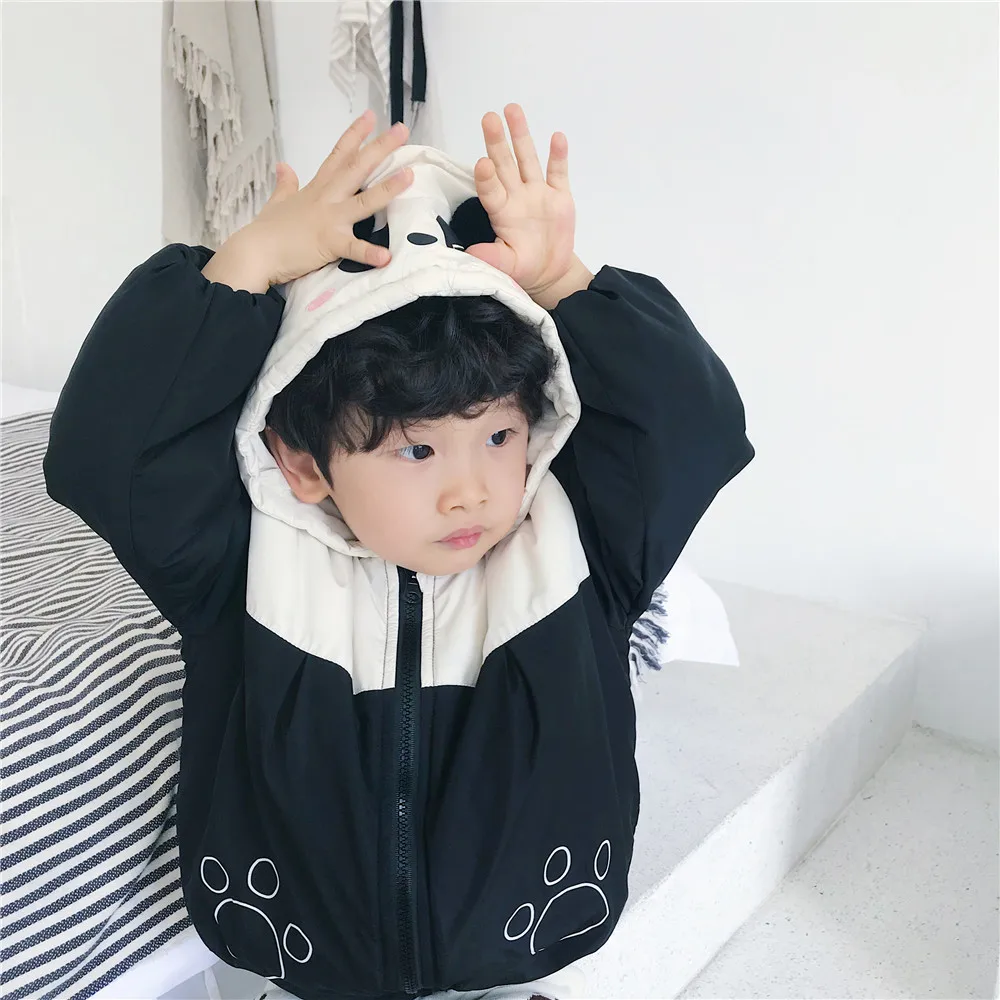 Tonytaobaby Новинка зимы для мальчиков и девочек Детская одежда милые узоры в виде овцы, панды пальто Детские зимние штаны