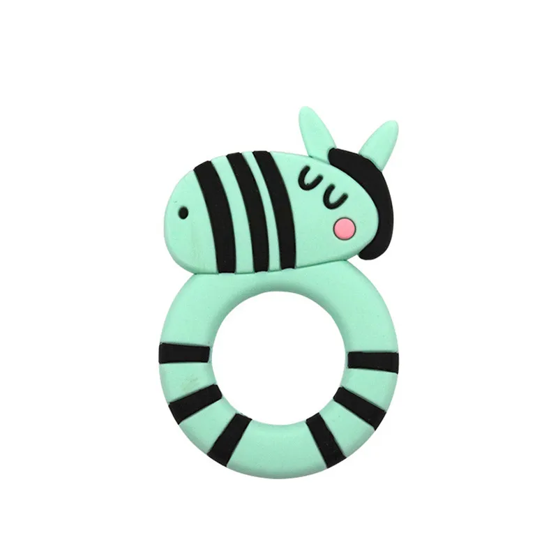 New 1Pcs BPA Free Silicone Teethers Food Grade Tiny Zebra Shaped DIY Teething Necklace Baby Shower Gifts Cartoon Animals Teether