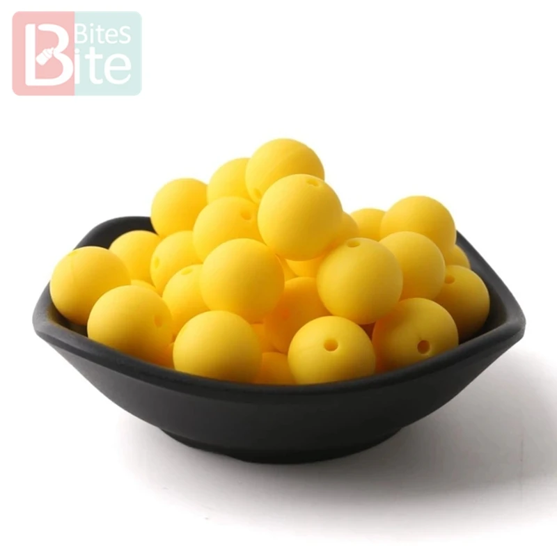 yellow Кусачки 50 шт. силиконовые бусины 12 мм Экологичное Сенсорное ожерелье-прорезыватель пищевого класса Мама Кормящих DIY Ювелирные изделия Детские трофеи игрушки - Цвет: yellow