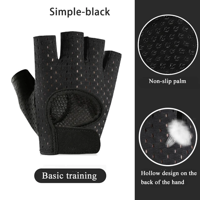 Gym Gloves Fitness Weight Lifting Gloves Body Building Training Sports Gloves Workout Half Finger Hand Protector for Men Women Basic Training black