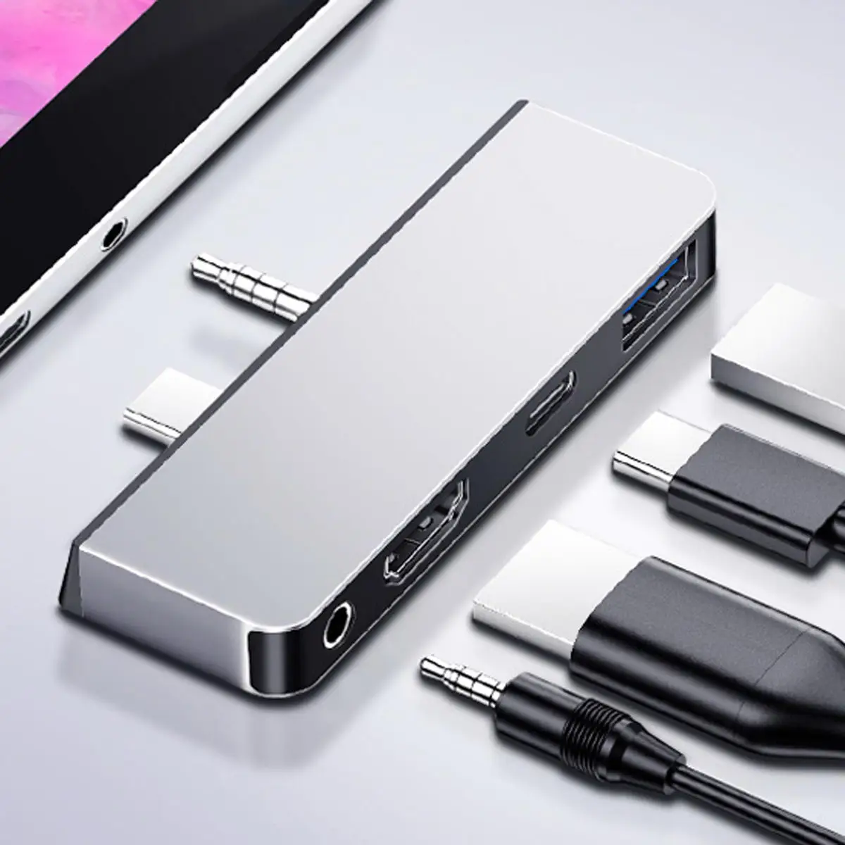 HDMI и USB3.0 OTG и аудио 3,5 мм и адаптер питания для поверхности Go to type-C