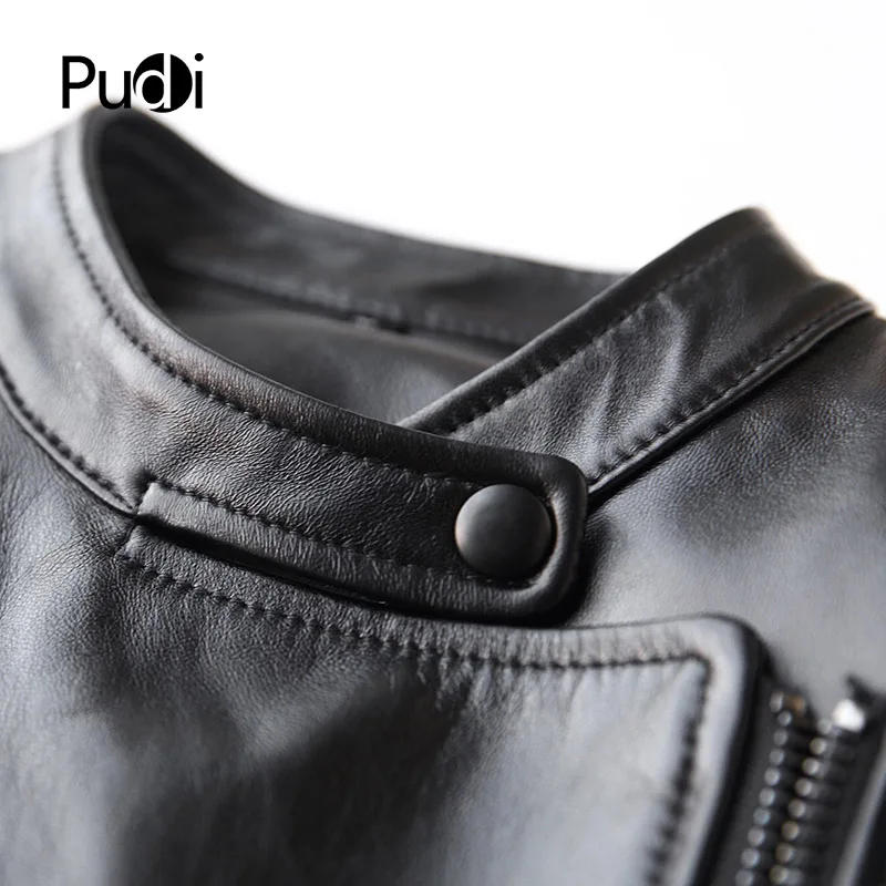 PUDI2018 Новая мода настоящая овечья кожа женское кожаное пальто леди натуральная кожа досуг мотоциклетная куртка осень/зима пальто A22294
