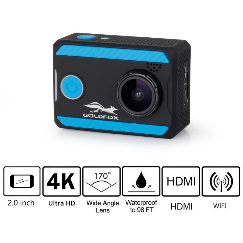 

4K Action Camera WiFi 2.0'' Screen 4K Sports Camera 12MP 170 Wide Angel Go Waterproof Pro Sports DV Camera Car Bike Helmet DVR
