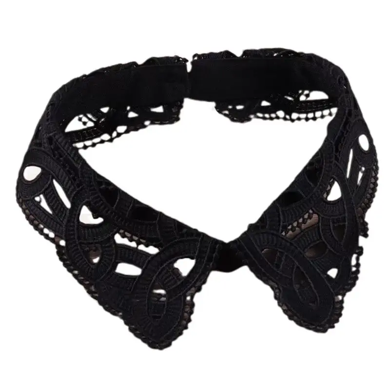 

Womens Hollow Out Lapel False Collar Detachable Embroidery Floral Half-Shirt Blouse Retro Choker Necklace