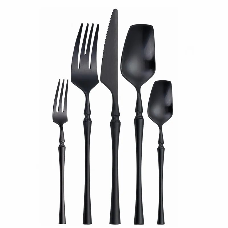 Matte Cutlery Set Gold Forks Spoons Knives Cutlery Set Stainless Steel Silverware with Cake Fork cutlery set western style cutlery set picnic cutlery set stainless steel cutlery set camping cutlery set wooden cutlery set