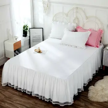 

30 Double Layer Lace Ruffles Bed Skirt Cotton Comfortable Soft Multi-color Bed Covering Bed Cover Customizable size #s