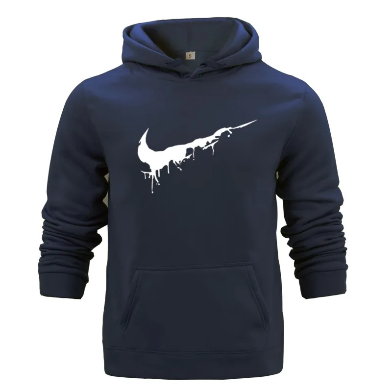 

Men Hoodies Hooded Sweat Wear with Pocket Pullover All-match Brand Logo Printed Fleece Fall Winter Clothes Warm Light Tops Male