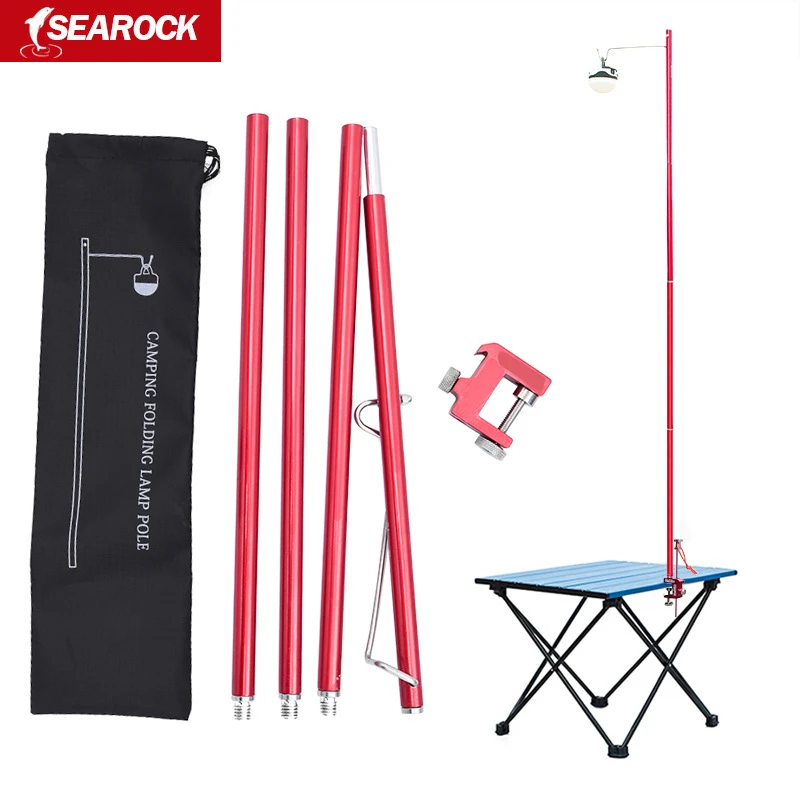 Aluminum Camping Lamp Holder Folding Table Bracket Detachable Lantern Stand Lamp Pole Portable